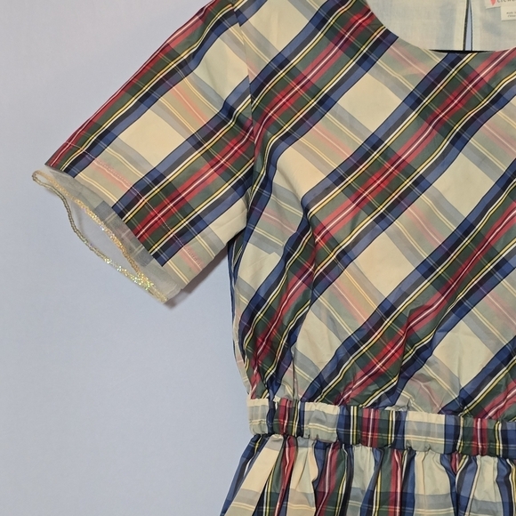 Crewcuts Girls Holiday Christmas Party Plaid Glitter Sequin Dress, sz 16 - Picture 2 of 9